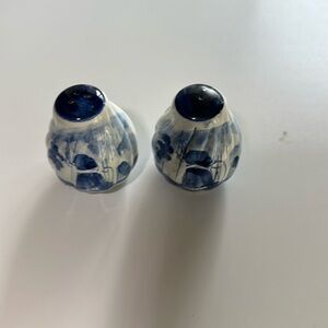 Vintage Delft blue white salt and pepper shakers